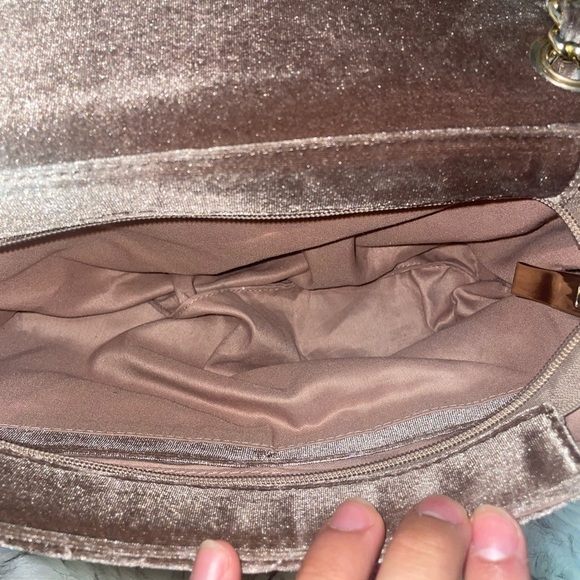 Shoulder bag Quilted velvet flap bag Brown purse chain strap bag - Picture 7 of 12